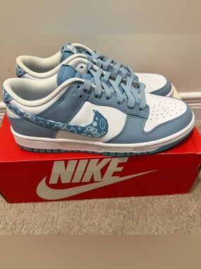 Nike Dunk Low White and Light Blue Paisley